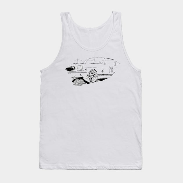 Mustang GT350 Action Art Splash Print Wireframe Tank Top by Auto-Prints